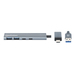 Manhattan USB-C & USB-A combo dock/hub, poorten (4): USB-A (2×) + USB-C (2×), 5 Gbps (USB 3.0), USB-gevoed (geen externe voeding vereist), aluminium