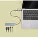 Manhattan USB-C & USB-A combo dock/hub, poorten (4): USB-A (2×) + USB-C (2×), 5 Gbps (USB 3.0), USB-gevoed (geen externe voeding vereist), aluminium