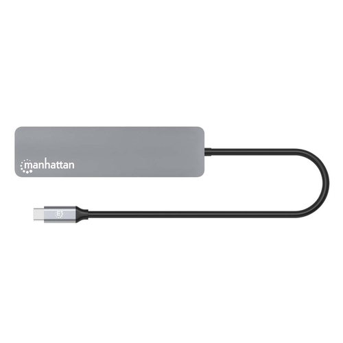 Manhattan USB-C dock/hub met kaartlezer, poorten (5): HDMI, USB-A (2×) en USB-C (2×), met Power Delivery (PD) 100 W - vereist een externe USB-C-lader (niet inbegrepen). USB-gevoed (geen externe voeding vereist) wanneer PD niet wordt gebruikt