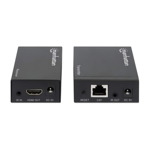 Manhattan HDMI-extenderkit 1080p via Ethernet, tot 50 m met één Cat6-kabel, zender- en ontvangerunit, IR-compatibel, 3 jaar garantie