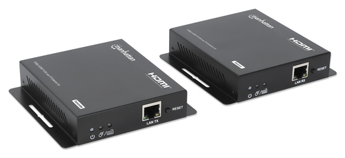 Manhattan HDMI KVM-extenderkit 1080p via IP, verlengt het signaal 1080p@60 Hz tot 120 m via Cat6 Ethernetkabel of IP-netwerk, zender en ontvanger, USB-A-poorten voor pc, muis en toetsenbord, zwart, 3 jaar garantie