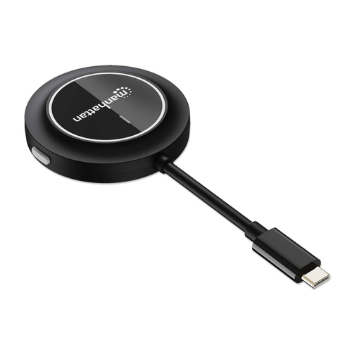 Manhattan Draadloze HDMI-adapter 1080p met USB-C-zender, dongle voor draadloze videoweergave vanaf een USB-C-apparaat naar een tv of HDMI-projector, vereist ontvanger van HDMI-presentatieset nr. 208420, zwart
