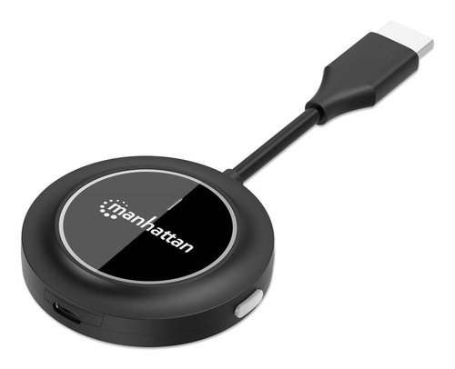 Manhattan Draadloze HDMI-adapter 1080p met HDMI-zender, dongle voor draadloze videoweergave vanaf een HDMI-apparaat naar een tv of HDMI-projector, vereist ontvanger van HDMI-presentatieset nr. 208420, zwart
