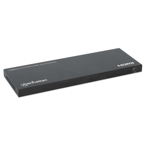 Manhattan HDMI-splitter met 8 poorten, 4K@60 Hz met downscaling, 1 ingang naar 8 uitgangen (1×8), 18 Gbps, EDID-schakelaar voor downscaling, zwart
