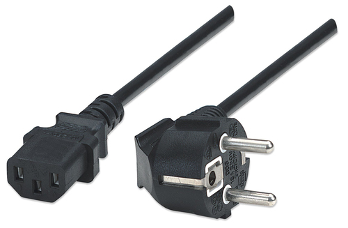 Manhattan Voedingskabel, Europese Schuko-stekker (CEE 7/4) naar C13-connector, 1,8 m, 16 A, zwart, netkabel, levenslange garantie