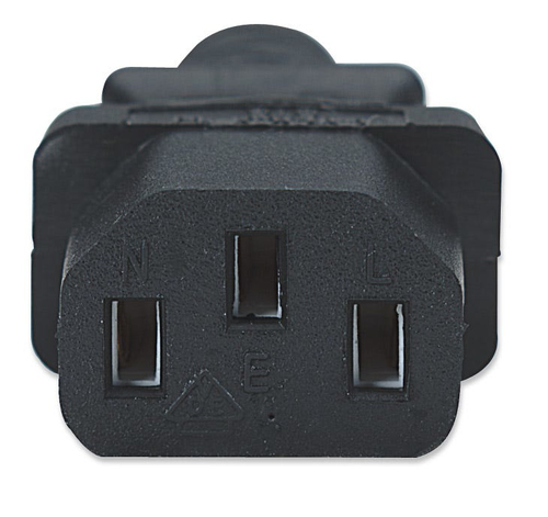 Manhattan Voedingskabel, Europese Schuko-stekker (CEE 7/4) naar C13-connector, 1,8 m, 16 A, zwart, netkabel, levenslange garantie