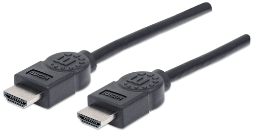 Manhattan HDMI kabel 4K@30Hz, 1,8 m, geschikt voor alle 1080p-resoluties en de meeste 4K-resoluties (controleer de 4K-specificaties van uw systeem om er zeker van te zijn), mannelijk naar mannelijk, zwart, levenslange garantie, equivalent HDMM6