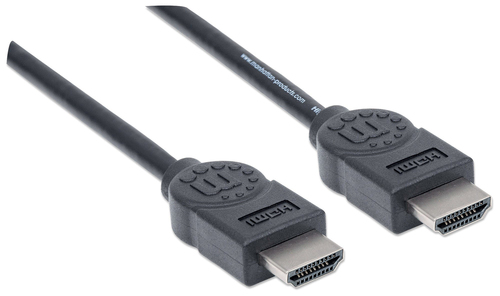 Manhattan HDMI kabel 4K@30Hz, 1,8 m, geschikt voor alle 1080p-resoluties en de meeste 4K-resoluties (controleer de 4K-specificaties van uw systeem om er zeker van te zijn), mannelijk naar mannelijk, zwart, levenslange garantie, equivalent HDMM6