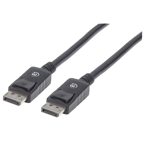 Manhattan DisplayPort 1.2 kabel, 4K@60Hz, 1 m, mannelijk naar mannelijk, met vergrendeling, volledig afgeschermd, zwart, levenslange garantie, equivalent aan DISPL1M