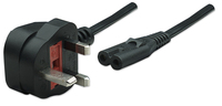 Manhattan Voedingskabel, Britse 3-polige stekker (Type G) naar C7-connector (figuur-8), 1,8 m, 13 A, zwart, netkabel, levenslange garantie