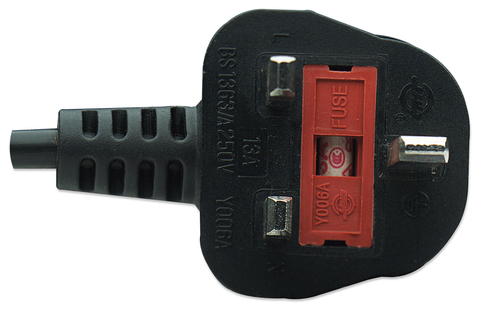 Manhattan Voedingskabel, Britse 3-polige stekker (Type G) naar C7-connector (figuur-8), 1,8 m, 13 A, zwart, netkabel, levenslange garantie