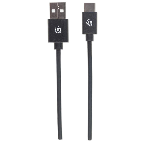 Manhattan USB-C naar USB-A kabel, 1 m, mannelijk naar mannelijk, 480 Mbps (USB 2.0), zwart, levenslange garantie, equivalent aan USB2AC1M