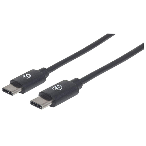 Manhattan USB-C naar USB-C kabel, 1 m, mannelijk naar mannelijk, 480 Mbps (USB 2.0), 3A, zwart, levenslange garantie, equivalent aan USB2CC1M