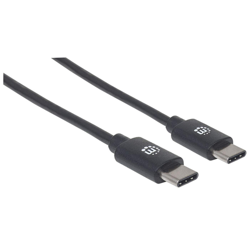 Manhattan USB-C naar USB-C kabel, 1 m, mannelijk naar mannelijk, 480 Mbps (USB 2.0), 3A, zwart, levenslange garantie, equivalent aan USB2CC1M