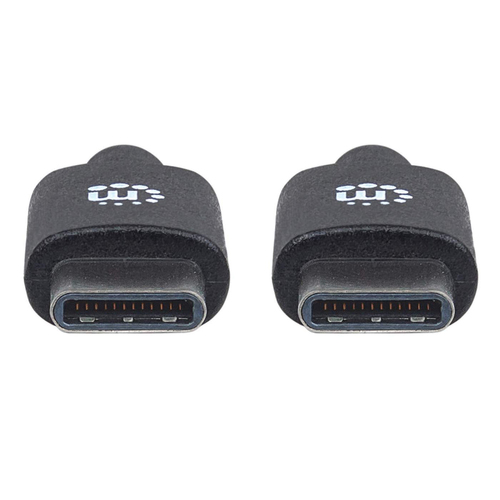 Manhattan USB-C naar USB-C kabel, 1 m, mannelijk naar mannelijk, 480 Mbps (USB 2.0), 3A, zwart, levenslange garantie, equivalent aan USB2CC1M