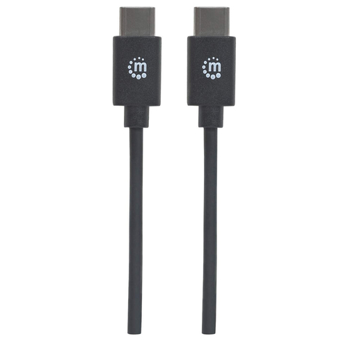 Manhattan USB-C naar USB-C kabel, 1 m, mannelijk naar mannelijk, 480 Mbps (USB 2.0), 3A, zwart, levenslange garantie, equivalent aan USB2CC1M