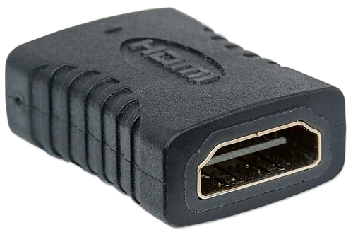 Manhattan HDMI rechte koppelstuk/connector, 4K@60Hz, geschikt voor ALLE 4K- en 1080p toepassingen, verbind HDMI-kabels tot 5 m aan elke kant, vrouwelijk/vrouwelijk, levenslange garantie, zwart, equivalent aan GCHDMIFF