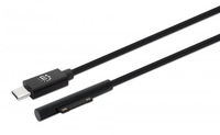 Manhattan USB-C naar Microsoft Surface oplaadkabel, 1,8 m, mannelijk naar mannelijk, 15V/3A, alleen laden (geen data), zwart, levenslange garantie