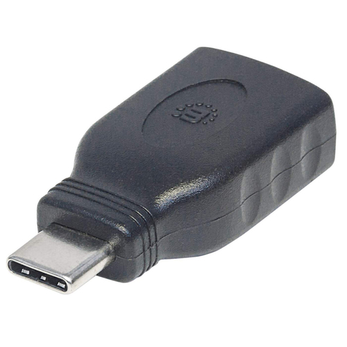 Manhattan USB-C naar USB-A adapter, 5 Gbps (USB 3.2 Gen1 / USB 3.0), mannelijk naar vrouwelijk, zwart, levenslange garantie, equivalent aan USB31CAADG