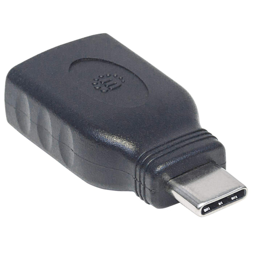Manhattan USB-C naar USB-A adapter, 5 Gbps (USB 3.2 Gen1 / USB 3.0), mannelijk naar vrouwelijk, zwart, levenslange garantie, equivalent aan USB31CAADG