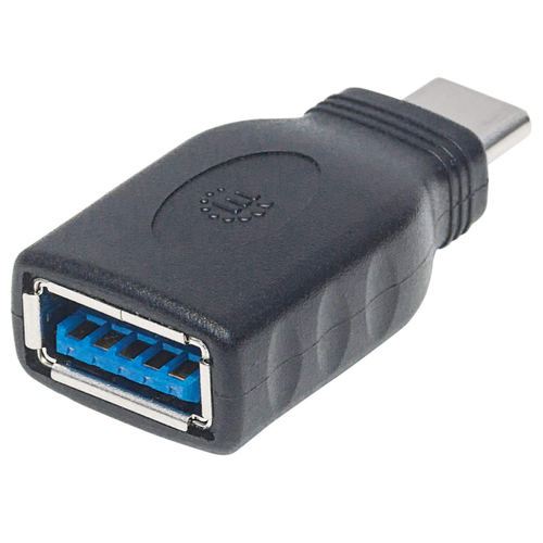 Manhattan USB-C naar USB-A adapter, 5 Gbps (USB 3.2 Gen1 / USB 3.0), mannelijk naar vrouwelijk, zwart, levenslange garantie, equivalent aan USB31CAADG