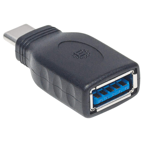 Manhattan USB-C naar USB-A adapter, 5 Gbps (USB 3.2 Gen1 / USB 3.0), mannelijk naar vrouwelijk, zwart, levenslange garantie, equivalent aan USB31CAADG