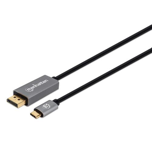 Manhattan USB-C naar DisplayPort 1.4 kabel, 8K@60Hz, 2 m, mannelijk naar mannelijk, niet bi-directioneel, zwart, 3 jaar garantie, equivalent aan CDP2DP146B