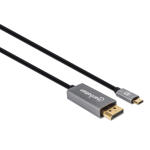 Manhattan USB-C naar DisplayPort 1.4 kabel, 8K@60Hz, 2 m, mannelijk naar mannelijk, niet bi-directioneel, zwart, 3 jaar garantie, equivalent aan CDP2DP146B