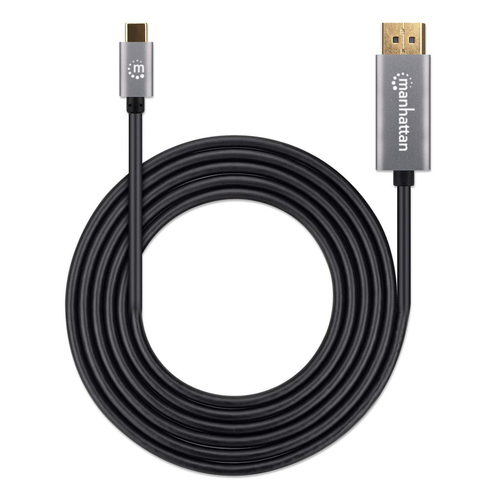 Manhattan USB-C naar DisplayPort 1.4 kabel, 8K@60Hz, 2 m, mannelijk naar mannelijk, niet bi-directioneel, zwart, 3 jaar garantie, equivalent aan CDP2DP146B