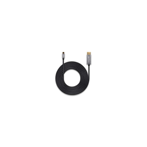 Manhattan USB-C naar DisplayPort 1.4 kabel, 8K@60Hz, 3 m, mannelijk naar mannelijk, niet bi-directioneel, zwart, 3 jaar garantie