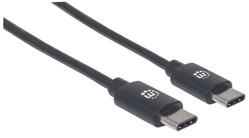 Manhattan USB-C naar USB-C kabel, 2 m, mannelijk naar mannelijk, 480 Mbps (USB 2.0), 3A (snel opladen), zwart, levenslange garantie, equivalent aan USB2CC2M