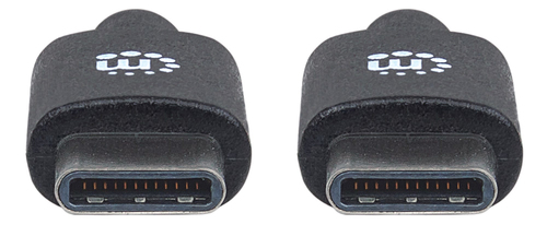Manhattan USB-C naar USB-C kabel, 2 m, mannelijk naar mannelijk, 480 Mbps (USB 2.0), 3A (snel opladen), zwart, levenslange garantie, equivalent aan USB2CC2M