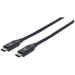 Manhattan USB-C naar USB-C kabel, 50 cm, mannelijk naar mannelijk, 10 Gbps (USB 3.2 Gen 2 / USB 3.1), 3A, zwart, levenslange garantie, equivalent aan USB31CC50CM