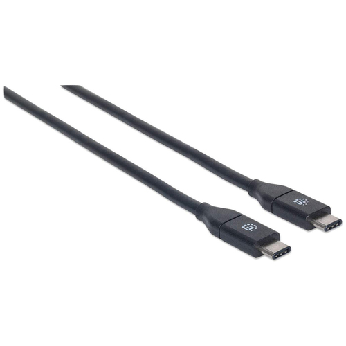 Manhattan USB-C naar USB-C kabel, 50 cm, mannelijk naar mannelijk, 10 Gbps (USB 3.2 Gen 2 / USB 3.1), 3A, zwart, levenslange garantie, equivalent aan USB31CC50CM