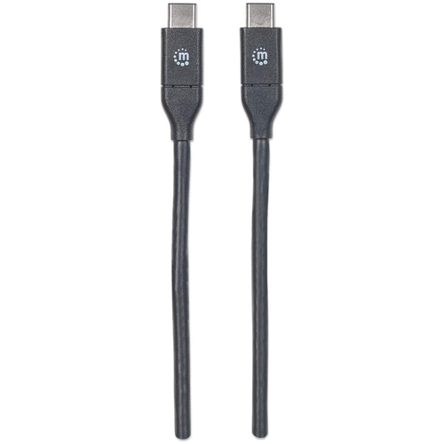 Manhattan USB-C naar USB-C kabel, 50 cm, mannelijk naar mannelijk, 10 Gbps (USB 3.2 Gen 2 / USB 3.1), 3A, zwart, levenslange garantie, equivalent aan USB31CC50CM