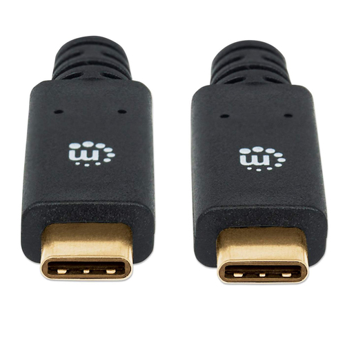 Manhattan USB-C naar USB-C kabel, 2 m, mannelijk naar mannelijk, 5 Gbps (USB 3.2 Gen1 / USB 3.0), 3A, zwart, levenslange garantie, equivalent aan USB315CC2M