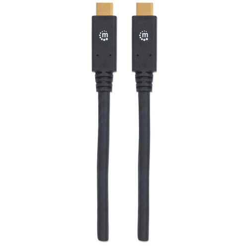 Manhattan USB-C naar USB-C kabel, 2 m, mannelijk naar mannelijk, 5 Gbps (USB 3.2 Gen1 / USB 3.0), 3A, zwart, levenslange garantie, equivalent aan USB315CC2M
