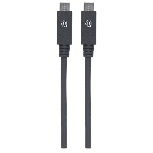 Manhattan USB-C naar USB-C kabel, 1 m, mannelijk naar mannelijk, 10 Gbps (USB 3.2 Gen 2 / USB 3.1), 5A, zwart, levenslange garantie, equivalent aan USB31C5C1M