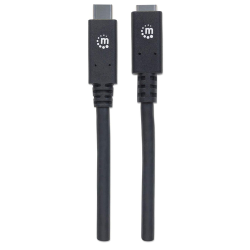 Manhattan USB-C naar USB-C verlengkabel, 50 cm, mannelijk naar vrouwelijk, 10 Gbps (USB 3.2 Gen 2 / USB 3.1), 5A, zwart, levenslange garantie