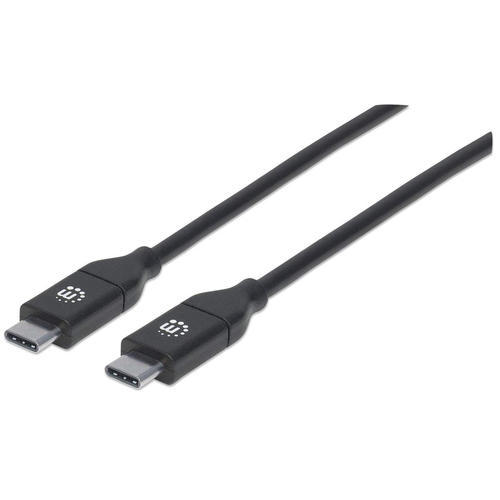 Manhattan USB-C naar USB-C kabel, 2 m, mannelijk naar mannelijk, 480 Mbps (USB 2.0), 5A (supersnel opladen), zwart, levenslange garantie, equivalent aan USB2C5C2M