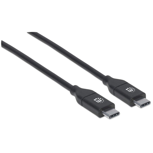 Manhattan USB-C naar USB-C kabel, 2 m, mannelijk naar mannelijk, 480 Mbps (USB 2.0), 5A (supersnel opladen), zwart, levenslange garantie, equivalent aan USB2C5C2M