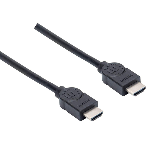 Manhattan HDMI kabel 4K@30Hz, 1,5 m, geschikt voor alle 1080p-resoluties en de meeste 4K-resoluties (controleer de 4K-specificaties van uw systeem om er zeker van te zijn), mannelijk naar mannelijk, zwart, levenslange garantie, equivalent HDMM150CM