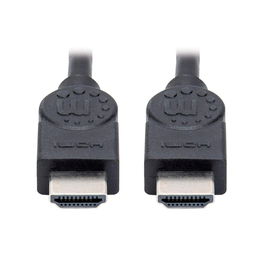 Manhattan HDMI kabel 4K@30Hz, 1,5 m, geschikt voor alle 1080p-resoluties en de meeste 4K-resoluties (controleer de 4K-specificaties van uw systeem om er zeker van te zijn), mannelijk naar mannelijk, zwart, levenslange garantie, equivalent HDMM150CM