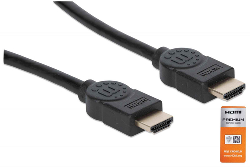 Manhattan HDMI kabel 4K@60Hz met Ethernet, 1,8 m, Gecertificeerd, geschikt voor ALLE 4K en 1080p/HD toepassingen - upgrade nu of zorg dat het klaarstaat voor wanneer je het nodig hebtzwartzwart, mannelijk naar mannelijk,zwart,levenslange garantie,equivalent HDMM2MP
