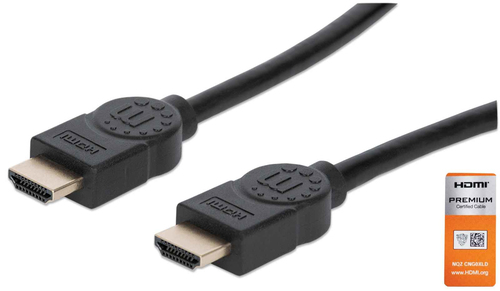 Manhattan HDMI kabel 4K@60Hz met Ethernet, 1,8 m, Gecertificeerd, geschikt voor ALLE 4K en 1080p/HD toepassingen - upgrade nu of zorg dat het klaarstaat voor wanneer je het nodig hebtzwartzwart, mannelijk naar mannelijk,zwart,levenslange garantie,equivalent HDMM2MP