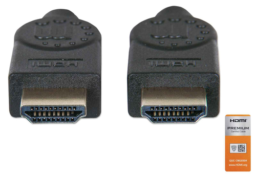 Manhattan HDMI kabel 4K@60Hz met Ethernet, 1,8 m, Gecertificeerd, geschikt voor ALLE 4K en 1080p/HD toepassingen - upgrade nu of zorg dat het klaarstaat voor wanneer je het nodig hebtzwartzwart, mannelijk naar mannelijk,zwart,levenslange garantie,equivalent HDMM2MP