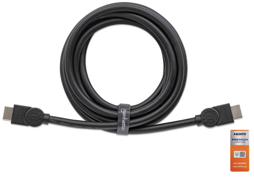 Manhattan HDMI kabel 4K@60Hz met Ethernet, 1,8 m, Gecertificeerd, geschikt voor ALLE 4K en 1080p/HD toepassingen - upgrade nu of zorg dat het klaarstaat voor wanneer je het nodig hebtzwartzwart, mannelijk naar mannelijk,zwart,levenslange garantie,equivalent HDMM2MP