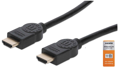 Manhattan HDMI kabel 4K@60Hz met Ethernet, 3 m, Gecertificeerd, geschikt voor ALLE 4K en 1080p/HD toepassingen - upgrade nu of zorg dat het klaarstaat voor wanneer je het nodig hebtzwartzwart, mannelijk naar mannelijk, zwart, levenslange garantie,equivalent HDMM3MP