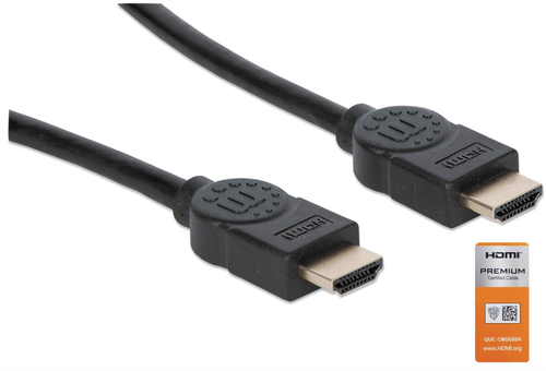 Manhattan HDMI kabel 4K@60Hz met Ethernet, 3 m, Gecertificeerd, geschikt voor ALLE 4K en 1080p/HD toepassingen - upgrade nu of zorg dat het klaarstaat voor wanneer je het nodig hebtzwartzwart, mannelijk naar mannelijk, zwart, levenslange garantie,equivalent HDMM3MP