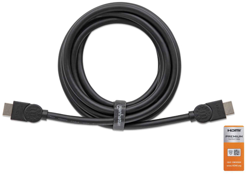 Manhattan HDMI kabel 4K@60Hz met Ethernet, 3 m, Gecertificeerd, geschikt voor ALLE 4K en 1080p/HD toepassingen - upgrade nu of zorg dat het klaarstaat voor wanneer je het nodig hebtzwartzwart, mannelijk naar mannelijk, zwart, levenslange garantie,equivalent HDMM3MP